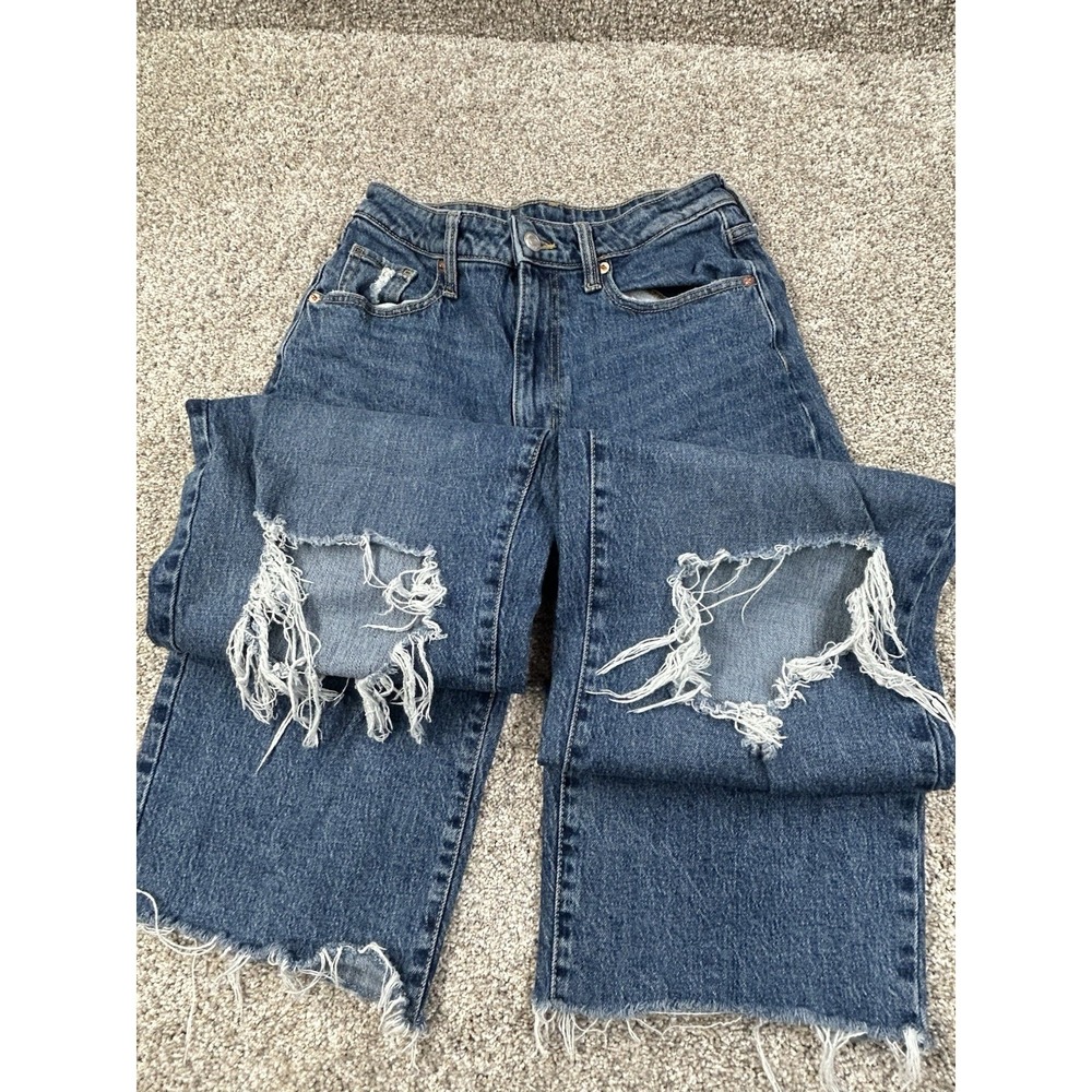 Wild Fable Jeans Womens 4 Light Wash Wide Leg High Rise Distressed